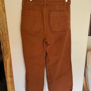 Madewell crop Jean. High rise. Beautiful rust color. Size 28. Emmet wide leg